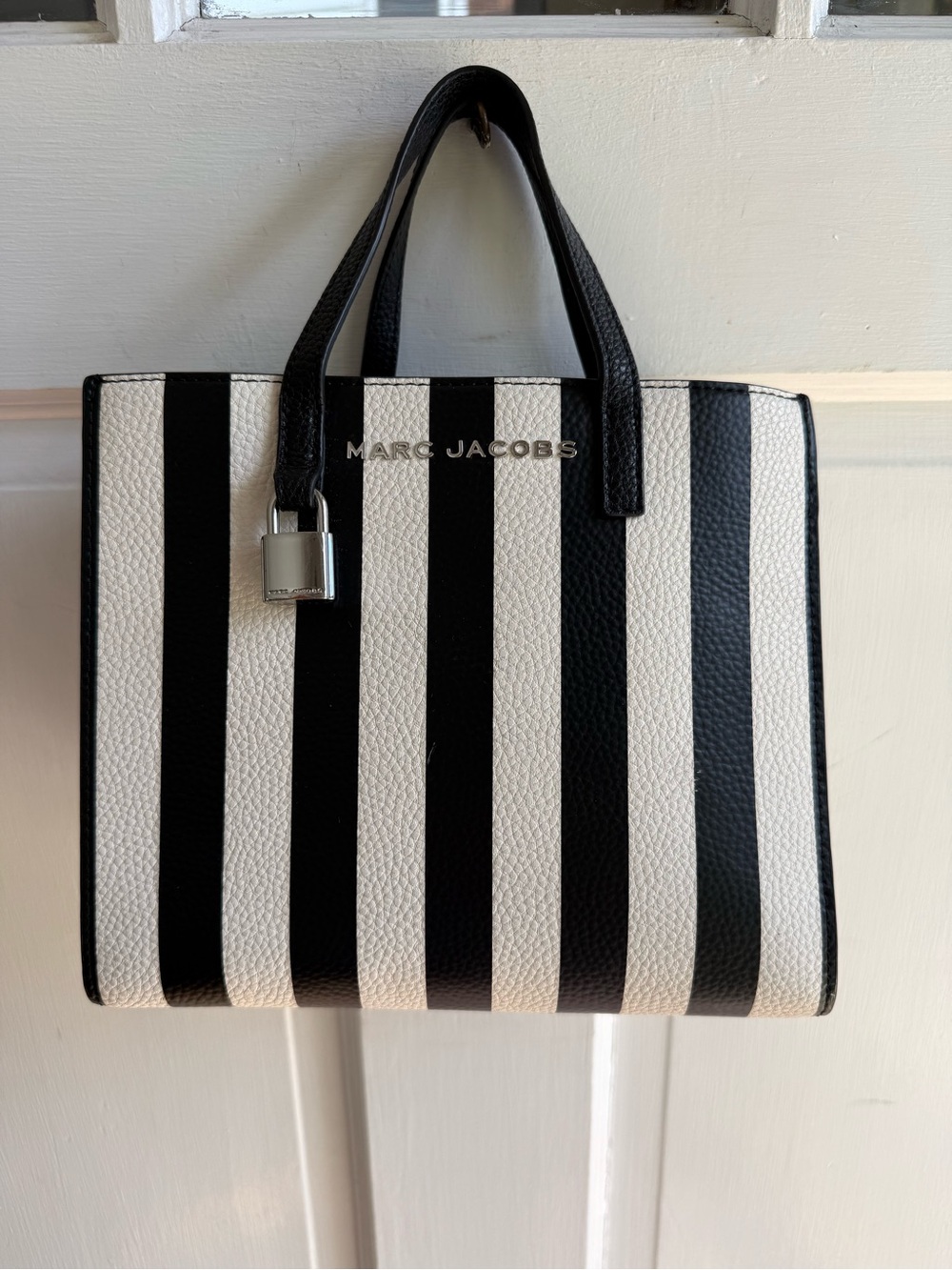 Marc Jacobs Black and White Vertical Stripe Tote
